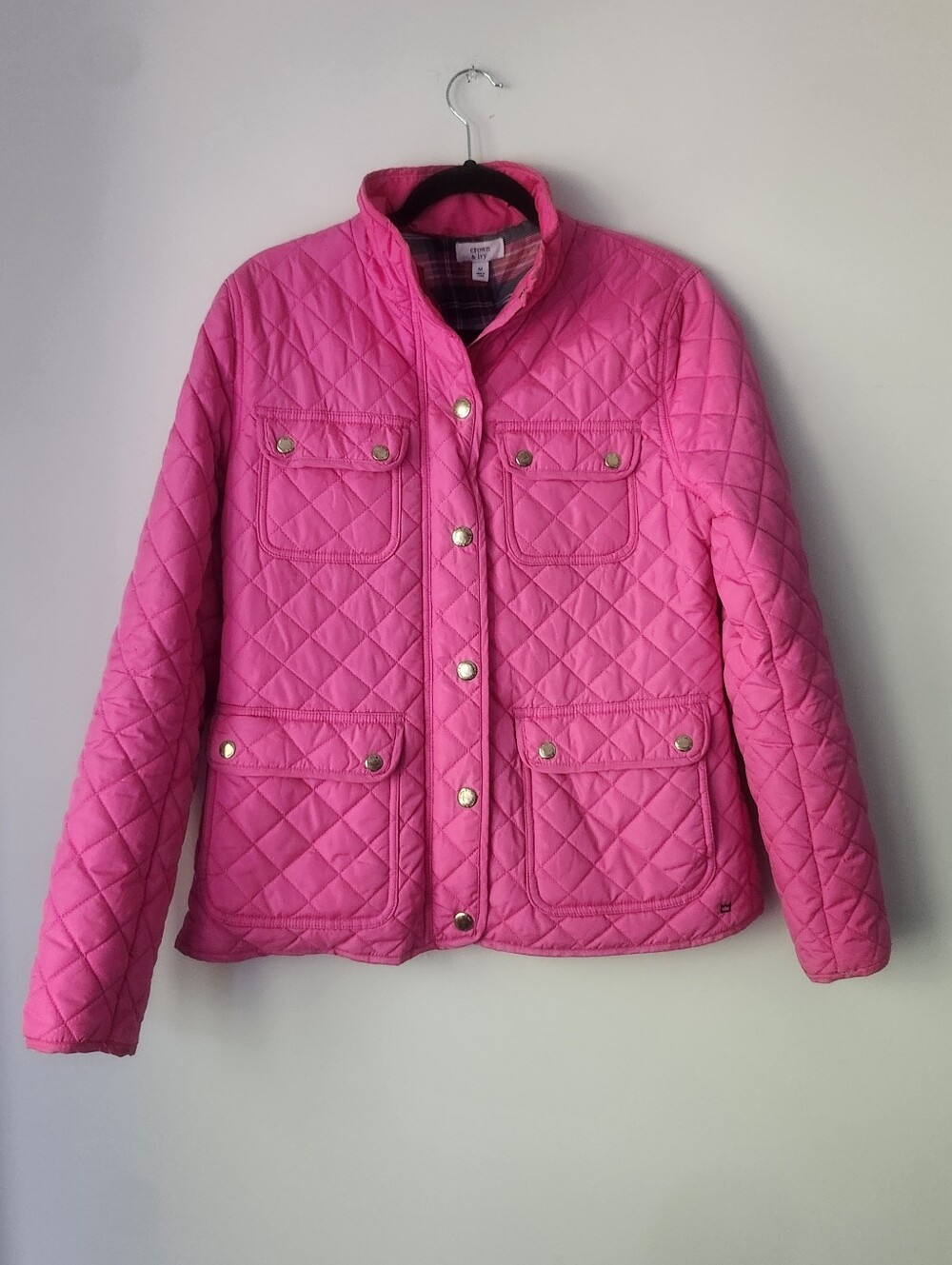 Crown & Ivy Pink Quilted Barn Jacket Medium